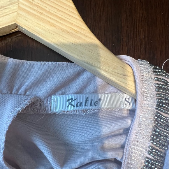 Katie blush mini dress with sequin neckline and pockets! - Picture 3 of 4